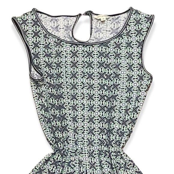 MAX STUDIO FIT & FLARE SLEEVELESS SHEATH GEO LEAF ROSETTE PATTERN KEYHOLE XS - Picture 7 of 9